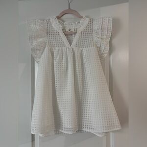 entro White Gingham Flutter Sleeve Girls Top